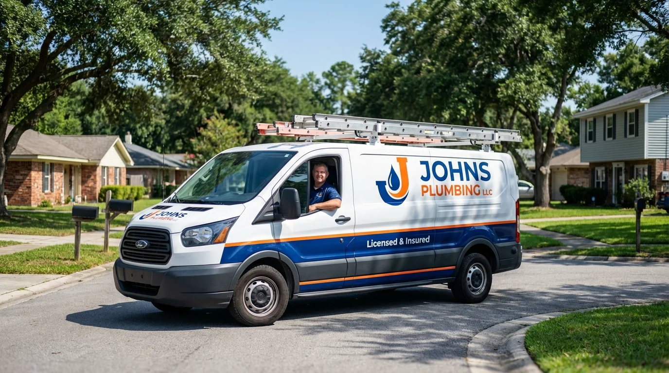 Johns Plumbing LLC service van in Beach City, OH