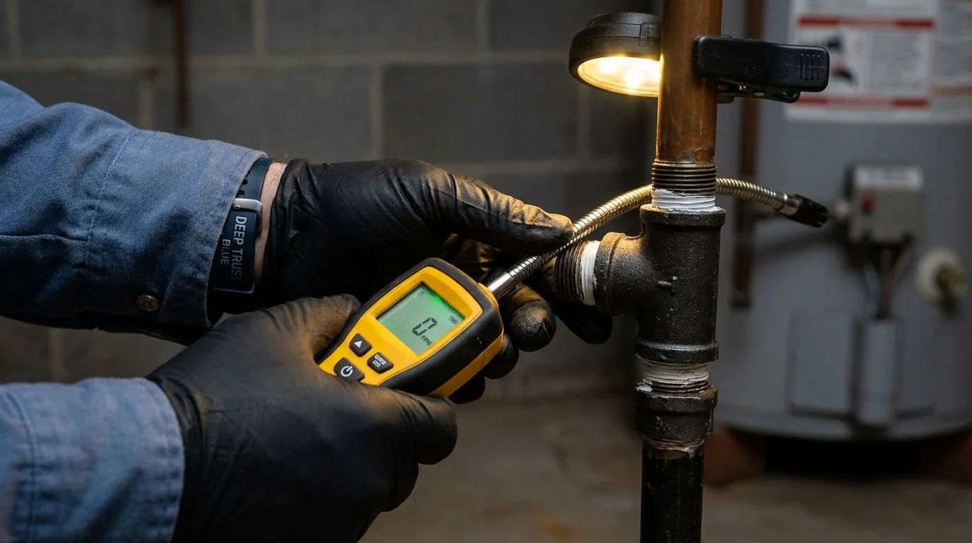 Gas leak detection with electronic sniffer by Johns Plumbing LLC in Beach City
