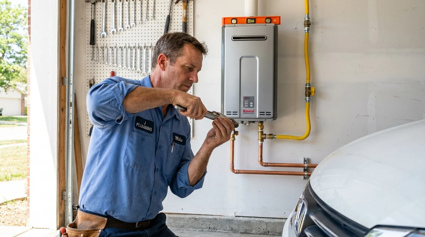 Tankless water heater installation by a Johns Plumbing LLC plumber in Beach City